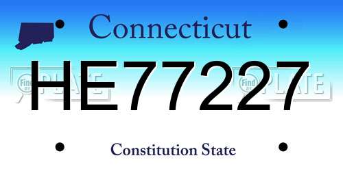 HE77227 Connecticut License Plate