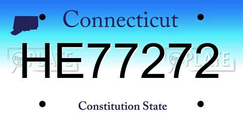 HE77272 Connecticut License Plate