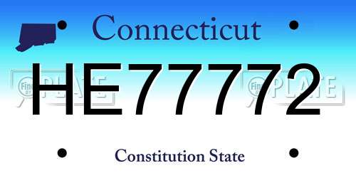 HE77772 Connecticut License Plate