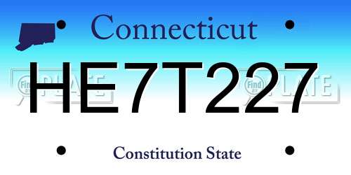 HE7T227 Connecticut License Plate