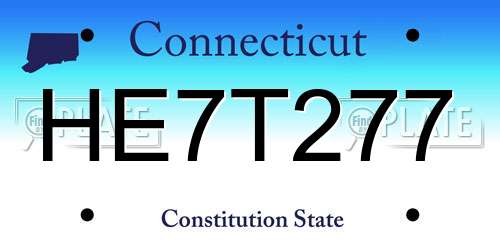 HE7T277 Connecticut License Plate