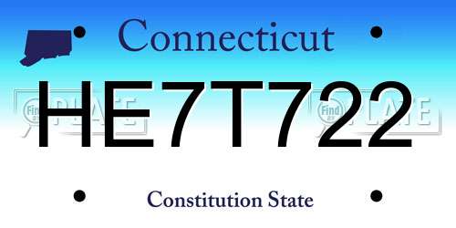 HE7T722 Connecticut License Plate