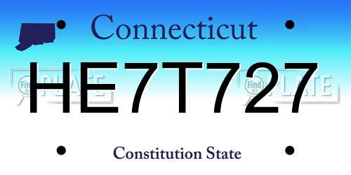 HE7T727 Connecticut License Plate
