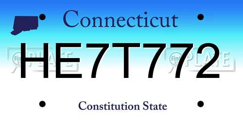 HE7T772 Connecticut License Plate