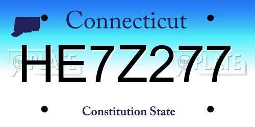 HE7Z277 Connecticut License Plate
