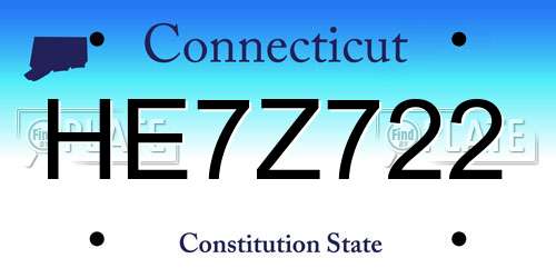 HE7Z722 Connecticut License Plate