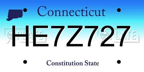 HE7Z727 Connecticut License Plate
