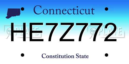 HE7Z772 Connecticut License Plate