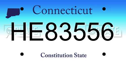 HE83556 Connecticut License Plate