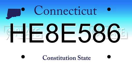 HE8E586 Connecticut License Plate