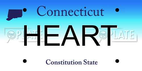HEART Connecticut License Plate