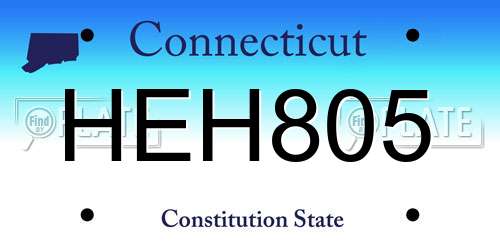 HEH805 Connecticut License Plate