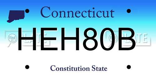 HEH80B Connecticut License Plate