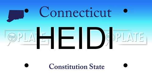 HEIDI Connecticut License Plate
