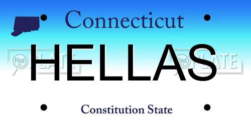 HELLAS Connecticut License Plate