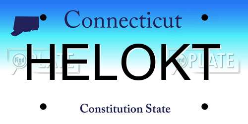 HELOKT Connecticut License Plate