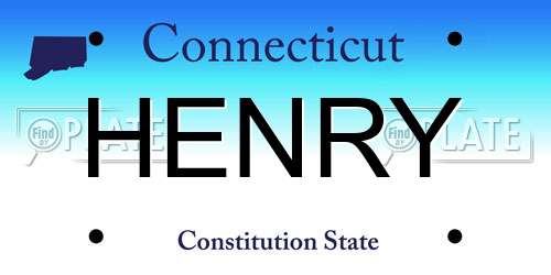 HENRY Connecticut License Plate