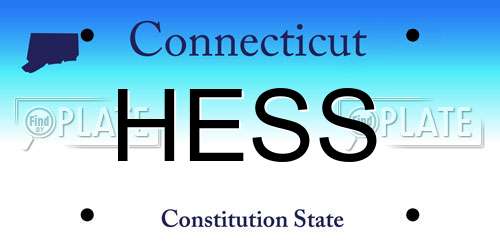 HESS Connecticut License Plate
