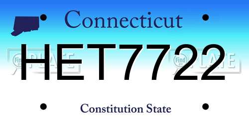 HET7722 Connecticut License Plate