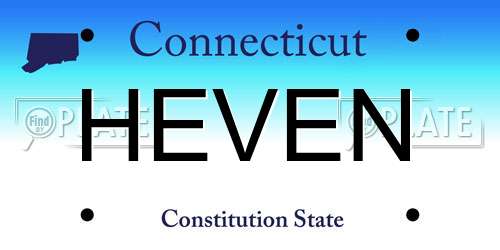 HEVEN Connecticut License Plate