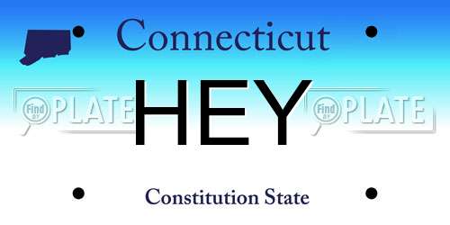 HEY Connecticut License Plate