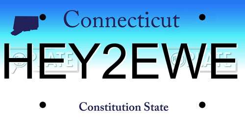 HEY2EWE Connecticut License Plate