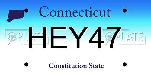 HEY47 Connecticut License Plate