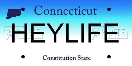 HEYLIFE Connecticut License Plate