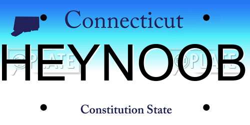 HEYNOOB Connecticut License Plate