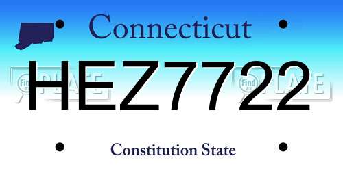 HEZ7722 Connecticut License Plate