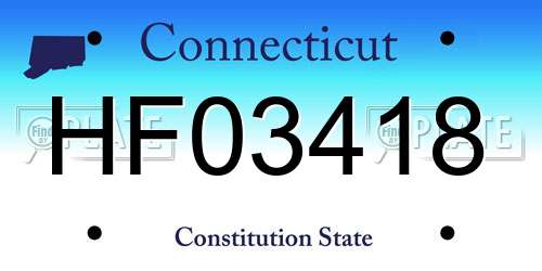 HF03418 Connecticut License Plate