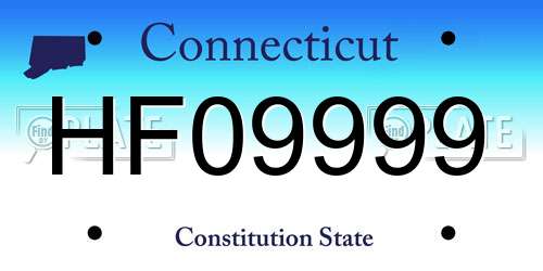 HF09999 Connecticut License Plate