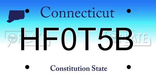 HF0T5B Connecticut License Plate