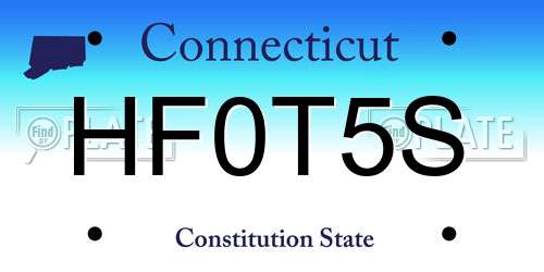 HF0T5S Connecticut License Plate