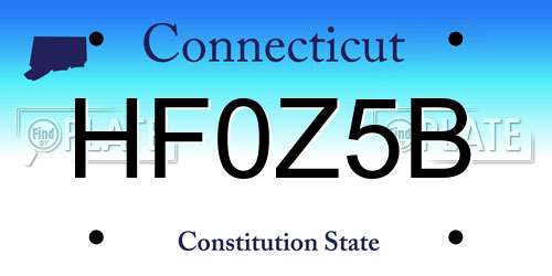 HF0Z5B Connecticut License Plate