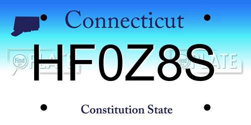 HF0Z8S Connecticut License Plate
