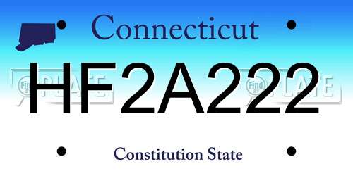HF2A222 Connecticut License Plate