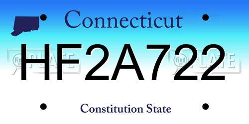 HF2A722 Connecticut License Plate