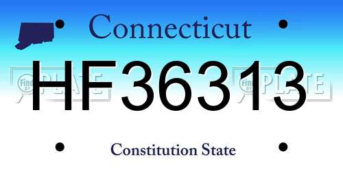HF36313 Connecticut License Plate
