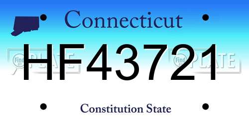 HF43721 Connecticut License Plate