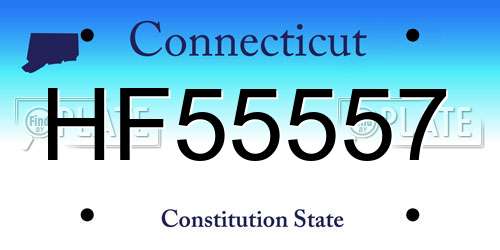 HF55557 Connecticut License Plate