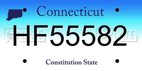 HF55582 Connecticut License Plate