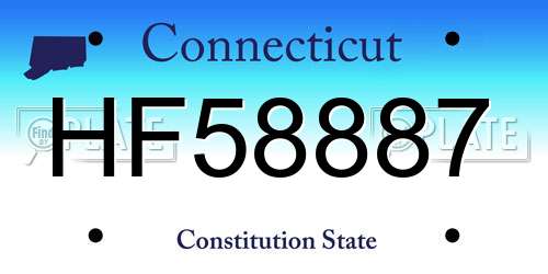 HF58887 Connecticut License Plate