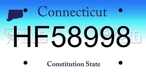HF58998 Connecticut License Plate