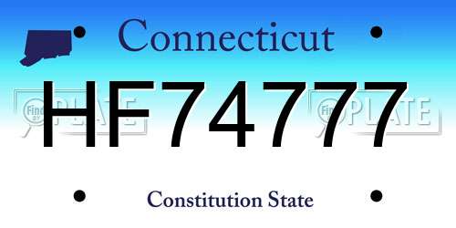 HF74777 Connecticut License Plate