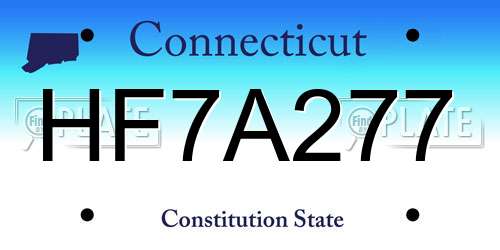 HF7A277 Connecticut License Plate