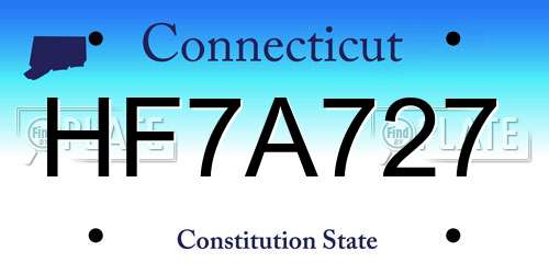 HF7A727 Connecticut License Plate