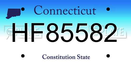 HF85582 Connecticut License Plate