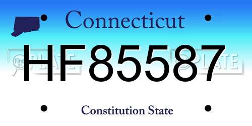 HF85587 Connecticut License Plate