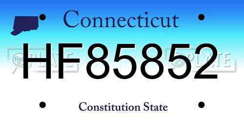 HF85852 Connecticut License Plate